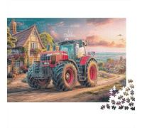 Rural Tractor Scene 1000 Pieces Digital Art Style Vivid Premium Puzzle Board Jigsaw Puzzle for Family Parent-child Interaction Team Building Social Activity Icebreaker 70x50cm/1000pcs