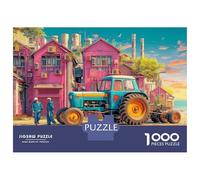 Rural Tractor Scene 1000 Pieces Jigsaw Puzzle Vibrant Urban Fantasy Art Premium Jigsaw Puzzle Extra-Thick Cardboard Jigsaw Puzzle Collector Mind Relaxation Office Break Travel 38x26cm/100