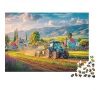 Rural Tractor Scene 1000 Pieces Modern Agricultural Sceneplastic Puzzle Pieces for Adults Interlocking Stress Relief Mindfulness Relaxing Entertainment 70x50cm/1000pcs