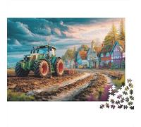 Rural Tractor Scene 1000 Pieces Precise Interlocking Vintage Countryside Painting Jigsaw for Teens Digital Detox Travel Friendly Puzzle Stay at Home Fun 38x26cm/1000pcs