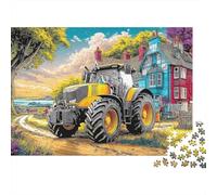 Rural Tractor Scene 1000 Pieces Puzzles Beautiful View Colorful Village Art Style Wall Decoration Educational Game Gifts Puzzles for Adults Jigsaw Puzzles for Adults 70x50cm/1000pcs