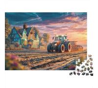 Rural Tractor Scene 1000 Pieces Smooth Edge Finish Vintage Farm Landscape Style Frameable Puzzle Rainy Day Activity Home Decor Vintage Inspired Zero-gap Fit 52x38cm/1000pcs