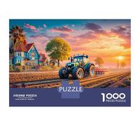 Rural Tractor Scene 1000 Pieces Sturdy Cardboard Vintage Farm Landscape Style Custom Jigsaw Puzzle Senior Jigsaw Enthusiasts Cognitive Development 52x38cm/1000