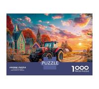 Rural Tractor Scene 1000 Pieces Sturdy Paper Personalized Autumn Village Landscape Puzzle for Eco-Conscious Buyers Brain Training Couple Activity 52x38cm/1000pcs
