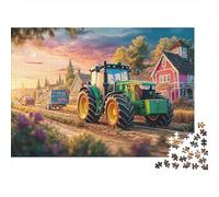 Rural Tractor Scene 1000 Pieces Thick Board Vintage Farm Landscape Art Puzzle Gifts for Adults Lettered Back Pieces Indoor Activity Premium Quality Zero-gap Fit 38x26cm/1000pcs