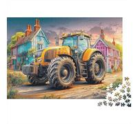 Rural Tractor Scene 1000 Pieces Vintage Countryside Illustration Recycled Cardboard Puzzle for Kids 12+ Rainy Day Indoor Activity Brain Training Team Building Social Icebreaker 70x50cm/1000pcs