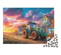 Rural Tractor Scene 1000 Vibrant Sunset Landscape Pieces Puzzle Premium Cardstock Challenge Development Gift Relaxation Puzzle Fans after School Activity Perfect 38x26cm/1000pcs