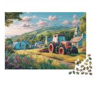 Rural Tractor Scene 1000 Vintage Countryside Painting Pieces Puzzle Extra Thick Cardboard Development Home Brain Training Idea Perfect Puzzle Lovers Couples 38x26cm/1000pcs