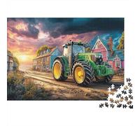 Rural Tractor Scene 1000 Vintage Countryside Painting Pieces Puzzle Extra Thick Cardboard Difficult Collectors Brain Training Logic Skill Idea Adults Educational Game 52x38cm/1000pcs