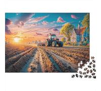 Rural Tractor Scene 1000 Vintage Countryside Scene Pieces Puzzle Extra Thick Cardboard Puzzle Enthusiasts Office Best Difficult Logic Skill Break Teens Kids Great 52x38cm/1000pcs