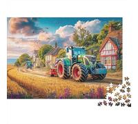 Rural Tractor Scene 1000 Vintage Farm Landscape Art Pieces Puzzle Extra Thick Cardboard Adults Creativity Beginners Holiday Office Best Men Relaxation Puzzle Lovers 52x38cm/1000pcs
