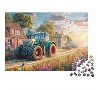 Rural Tractor Scene 1000 Vintage Farm Landscape Art Pieces Puzzle Extra Thick Cardboard Difficult Collectors Brain Training Logic Skill Idea Adults Educational Game 52x38cm/1000pcs