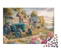 Rural Tractor Scene 1000 Vintage Farm Landscape Art Pieces Puzzle Extra Thick Cardboard Gift Wall Decoration Educational Game Fun Collectors Party Perfect Logic Skill 38x26cm/1000pcs