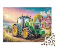 Rural Tractor Scene 1000 Vintage Farm Landscape Art Pieces Puzzle Extra Thick Cardboard Puzzle Enthusiasts Office Best Difficult Logic Skill Break Teens Kids Great 52x38cm/1000pcs