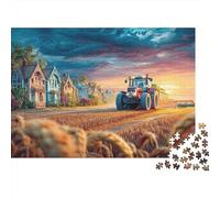 Rural Tractor Scene 1000 Vintage Farm Landscape Pieces Puzzle Extra Thick Cardboard Puzzle Enthusiasts Office Best Difficult Logic Skill Break Teens Kids Great 52x38cm/1000pcs