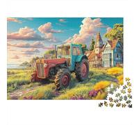 Rural Tractor Scene 1000 Vintage Farm Landscape Style Pieces Puzzle Extra Thick Cardboard Puzzle Enthusiasts Office Best Difficult Logic Skill Break Teens Kids Great 38x26cm/1000pcs