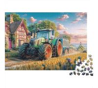Rural Tractor Scene 1000pc Jigsaw Puzzle for Puzzle Enthusiasts Sturdy Recycled Paper Vintage Farm Landscape Style Home Decor Wall Art Gift for Friends Vacation Indoor Jigsaw 70x50cm/1000pcs