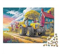 Rural Tractor Scene 1000Pc Jigsaw Puzzle Vibrant Countryside Illustration Premium Quality, Great for Adults & Kids 70x50cm/1000pcs