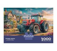 Rural Tractor Scene 1000pc Premium Jigsaw Puzzle Digital Overlay Style Puzzle for Adults Recycled Cardboard Family Puzzle Lovers Brain Training Holiday Activity Office Break 38x26cm/1