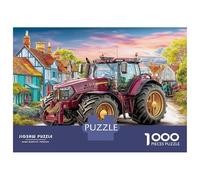 Rural Tractor Scene 1000pc Premium Jigsaw Puzzle Vintage Countryside Painting Puzzle for Adults Extra-Thick Cardboard Stress Relief Travel Adults Kids Age 12 Years Up 70x50cm/1000pcs