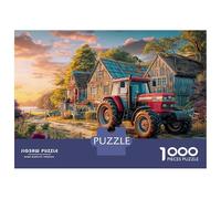 Rural Tractor Scene 1000pc Puzzle for Adults Vintage Farm Landscape Style Jigsaw Puzzle Extra-Thick Cardboard Stress Relief Travel Adults Kids 12+ Brain Training Puzzle 52x38cm/1000pcs