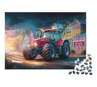 Rural Tractor Scene 1000pc Vintage Coastal Village Style Heavy-duty Cardboard Jigsaw Puzzle for Brain Teaser Lovers Team Building Home Leisure Time Value for Money 70x50cm/1000pcs