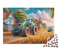 Rural Tractor Scene 1000pc Vintage Countryside Illustration Heavy-duty Cardboard Puzzle for Brain Teaser Lovers Team Building Leisure Entertainment Home Leisure Time 70x50cm/1000pcs