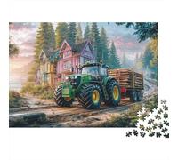 Rural Tractor Scene Adult Jigsaws for Decompression: Fantasy Village Landscape Educational Game Challenge Wall Decoration 70x50cm/1000pcs