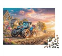 Rural Tractor Scene Cardboard Vintage Farm Landscape Art Premium Jigsaw Puzzle Boredom Buster Home Decor 70x50cm/1000pcs