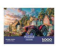 Rural Tractor Scene Durable Interlocking Pieces Vintage Farm Vehicle Style Fun Hobby for Spare Time, Evenings, Weekends And Holiday Breaks 52x38cm/1000pcs