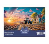 Rural Tractor Scene Durable Material Vintage Countryside Scene Easy to Assemble Pieces, Perfect for Relaxing, Unwinding And Enjoying Quiet Moments 38x26cm/1000pcs