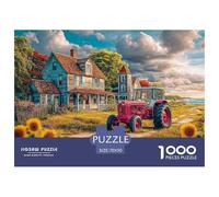 Rural Tractor Scene Durable Material Vintage Farm Landscape Easy to Assemble Pieces, Perfect for Relaxing, Unwinding And Enjoying Quiet Moments 70x50cm/1000pcs