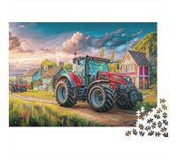 Rural Tractor Scene Extra-Thick Cardboard Vintage Countryside Painting DIY Jigsaw Puzzle 12+ Adults Kids Fun Challenging Family Game Beautiful Home Wall Decoration 38x26cm/1000pcs