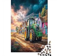 Rural Tractor Scene Extra-Thick Cardboard Vintage Countryside Painting DIY Jigsaw Puzzle 12 Years Up Adults Kids Fun Family Game Beautiful Home Decoration Leisure Activity 52x38cm/1000pcs