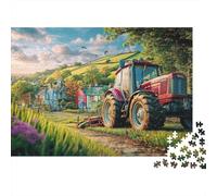 Rural Tractor Scene Extra-Thick Cardboard Vintage Farm Landscape DIY Jigsaw Puzzle 12+ Adults Kids Fun Challenging Family Game Beautiful Home Decoration Leisure Activity 52x38cm/1000pcs
