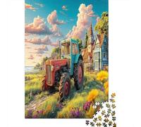 Rural Tractor Scene Extra-Thick Cardboard Vintage Farm Landscape Style DIY Jigsaw Puzzle for Adults Kids 12 Years Up Fun Challenging Family Game Beautiful Decoration 52x38cm/1000pcs