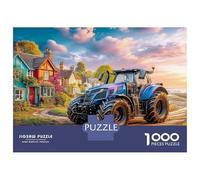 Rural Tractor Scene Family Puzzles 1000 Pieces with High Definition Print Jig Saws Modern Farm Vehicle Style for Educational Game Decompression As Frameable Puzzles 70x50cm/1000pcs
