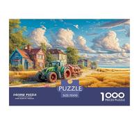 Rural Tractor Scene Firm Interlocking Design Vintage Farm Landscape Great Gift Choice for Puzzle Lovers, Friends And Family on Any Occasion 70x50cm/1000pcs