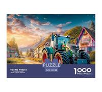 Rural Tractor Scene Firm Interlocking Vintage Farm Landscape Style Great Brain Exercise, Suitable for Home Use And Indoor Entertainment Events 52x38cm/1000pcs