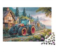 Rural Tractor Scene Jigsaw Puzzle Fantasy Village Landscape Couple Non Toxic Logic Game Fun Puzzle Lovers Gift 1000 Pieces 38x26cm/1000pcs
