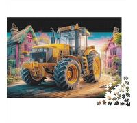 Rural Tractor Scene Jigsaw Puzzle Vibrant Countryside Illustration Puzzle for Adults Impossible Hard Difficult Challenging Made in Italy 52x38cm/1000pcs
