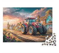 Rural Tractor Scene Jigsaw Puzzle Vintage Countryside Illustration Puzzle for Adults Impossible Hard Difficult Challenging Made in Italy 38x26cm/1000pcs