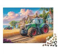 Rural Tractor Scene Jigsaw Puzzle Vintage Countryside Painting 1000 Pieces Extra Thick for Adults Stress Relief Fun Educational Games 70x50cm/1000pcs