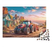 Rural Tractor Scene Jigsaw Puzzle Vintage Farm Landscape 1000 Pieces 100% Recycled Board for Couples Logic Skill Party Game 52x38cm/1000pcs