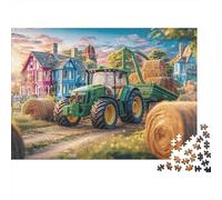 Rural Tractor Scene Jigsaw Puzzle Vintage Farm Landscape 1000 Pieces Extra-thick Cardboard Thick for Kids Beginners Gift 38x26cm/1000pcs