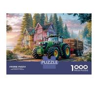 Rural Tractor Scene Jigsaw Puzzles 1000 Pieces - Fantasy Village Landscape Focus & Concentration Game - Quality Paper Finish 52x38cm/1000pcs