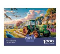 Rural Tractor Scene Jigsaw Puzzles 1000 Pieces Fit Adults Or Families Together Vintage Farm Landscape Puzzle Game for The Whole for Women Home Decoration 100% Recvcled Cardboard 70x50cm/1000pcs