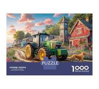 Rural Tractor Scene Jigsaw Puzzles 1000 Pieces Using Premium Cardboard Centenary Jigsaws Vibrant Countryside Illustration for Cognitive Stimulation in Team Building Games 52x38cm/1000pcs
