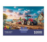 Rural Tractor Scene Jigsaw Puzzles 1000 Pieces Using Premium Cardboard Centenary Jigsaws Vintage Countryside Painting for Cognitive Stimulation in Team Building Games 70x50cm/1000pcs