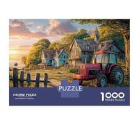 Rural Tractor Scene Jigsaw Puzzles 1000 Pieces Using Premium Cardboard Centenary Jigsaws Vintage Countryside Painting for Cognitive Stimulation in Team Building Games 52x38cm/1000pcs